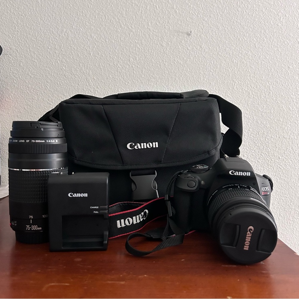 Canon EOS Rebel T7 DSLR Two Lens Kit with EF-S 18-55mm and EF 75-300mm Lenses